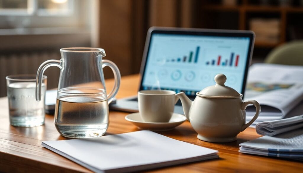 Agua, cafe e cha: consumo equilibrado e menos mortes