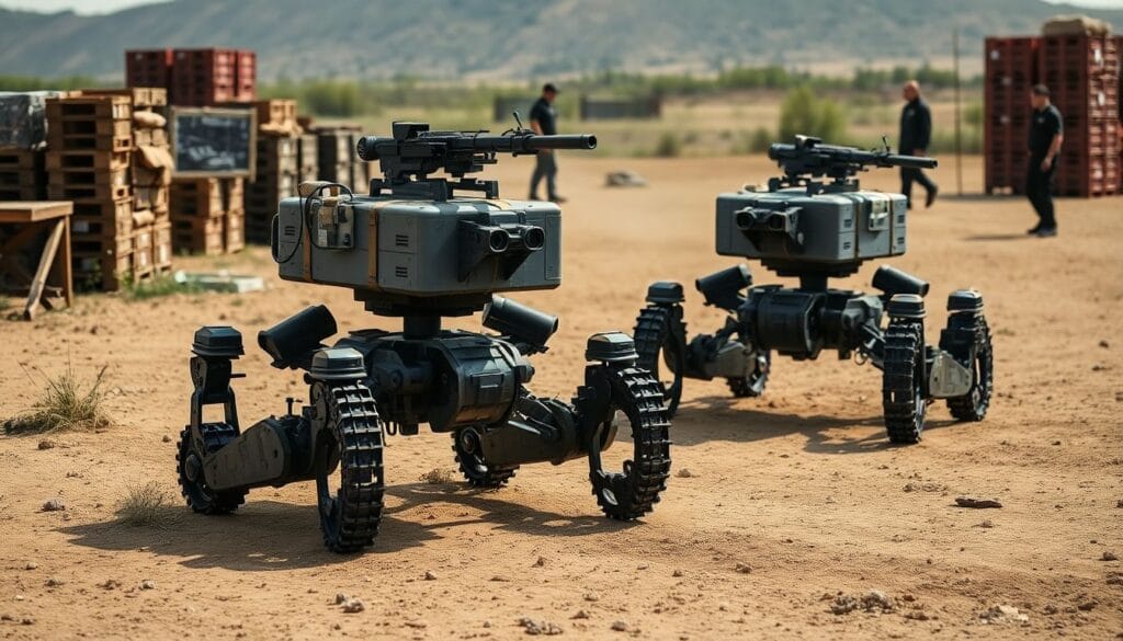 Vídeos mostram protótipos quadrúpedes que carregam armas e suprimentos; especialistas avaliam usos logísticos e de reconhecimento.