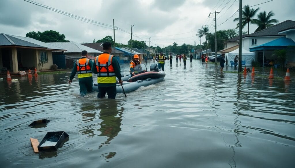 Chuva provoca inundações e resgates em Luiz Alves