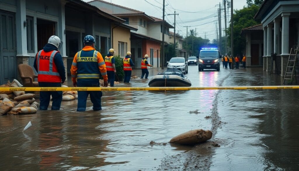 Casas submersas após temporal em Luiz Alves (SC)