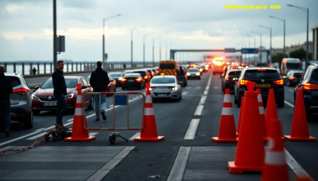Ponte Rio-Niterói é interditada; trânsito intenso