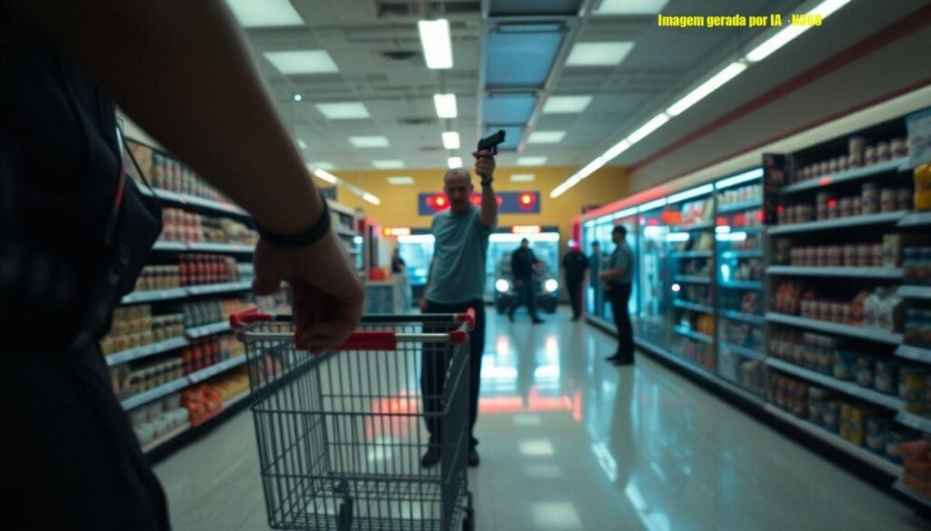 Homem tenta atirar em policial em supermercado de Canton