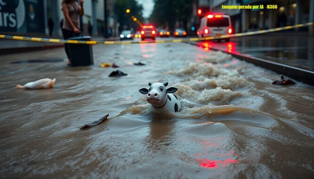 Temporal em BH: vaquinha é levada por enxurrada