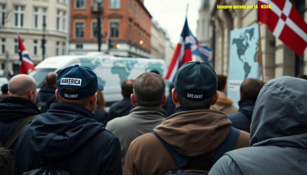 'Make America Go Away': bonés em protestos em Copenhague