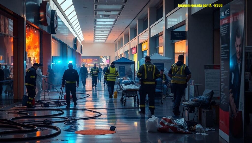 Clientes evacuados no Shopping Tijuca após incêndio