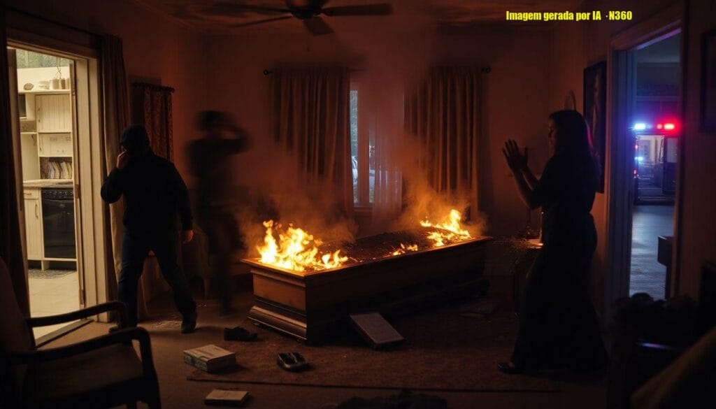 Dupla invade velório e ateia fogo em caixão em Teresina