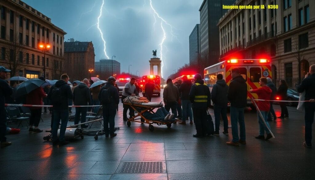Raio fere manifestantes na Praça do Cruzeiro