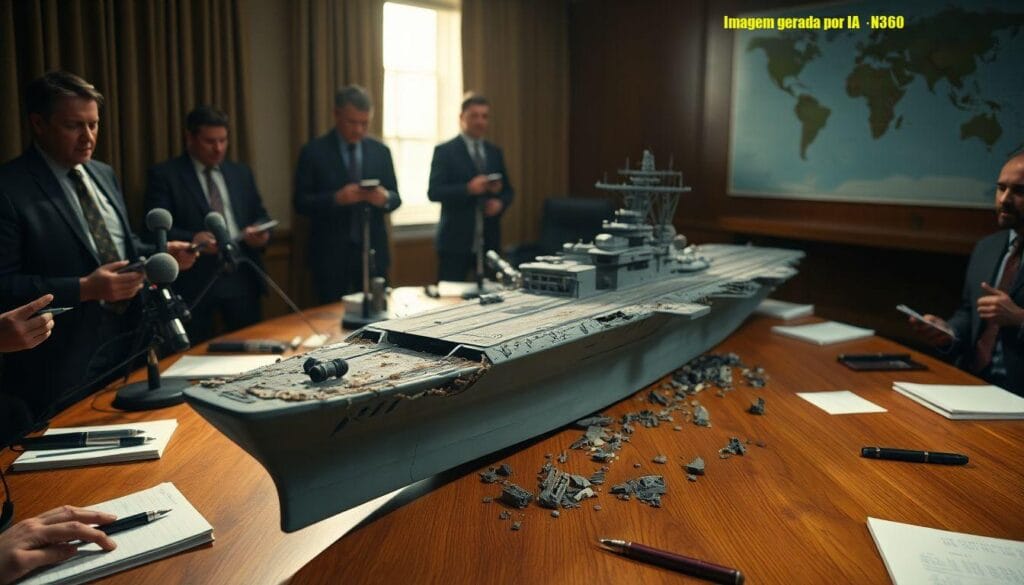 Irã exibe suposto porta-aviões destruído em recado aos EUA