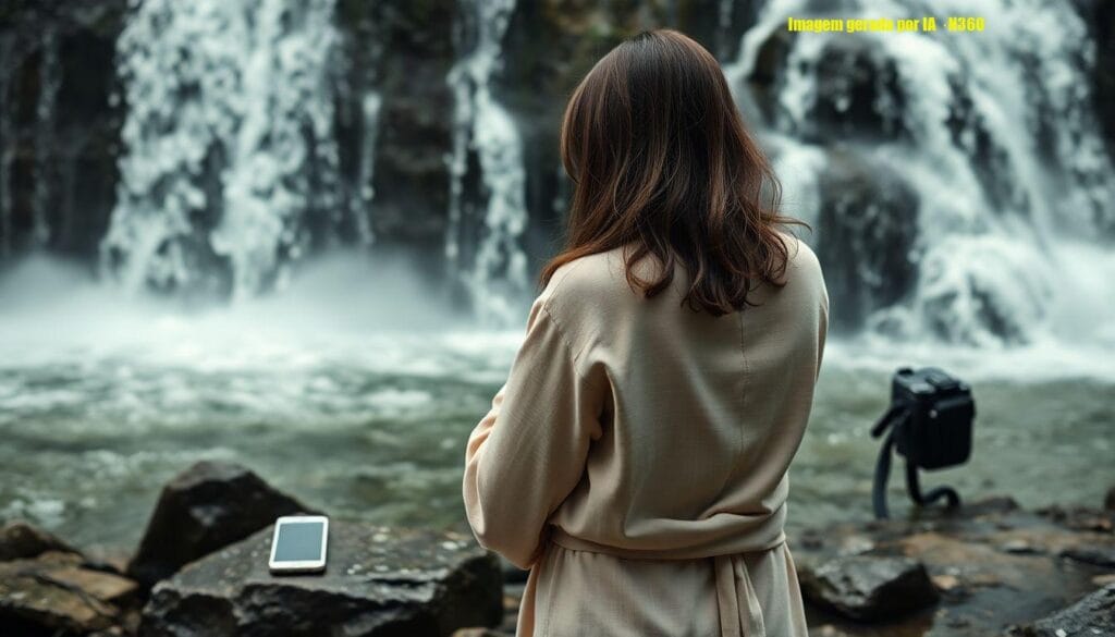 Mariana Goldfarb renova bronze em cachoeira