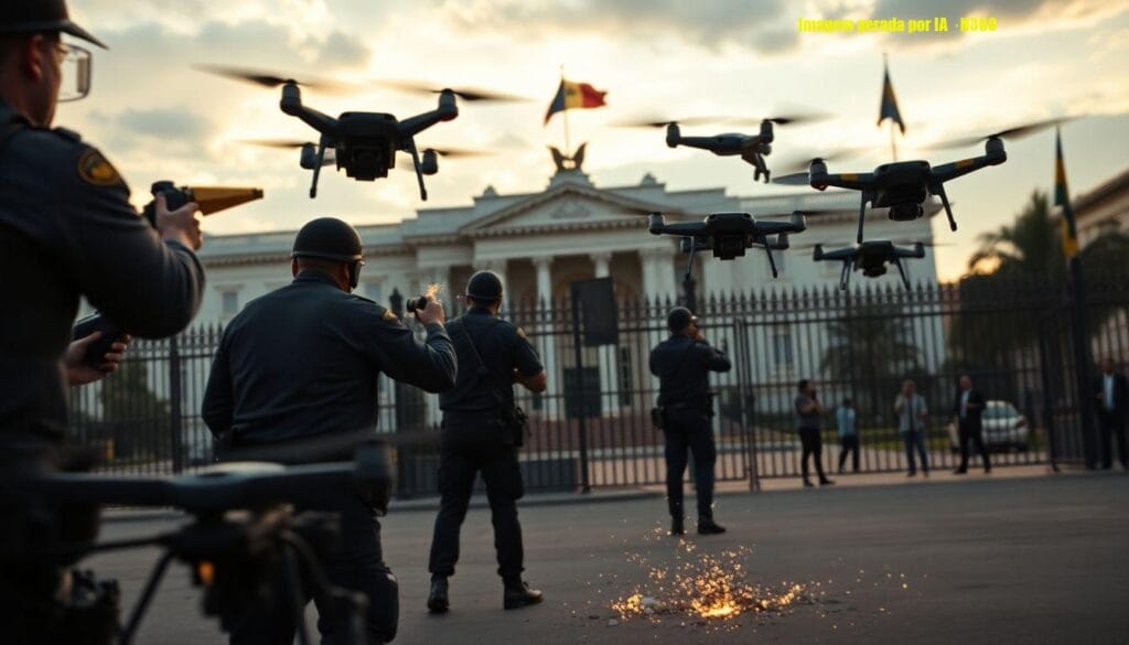 Drones são abatidos a tiros perto do Palácio de Miraflores