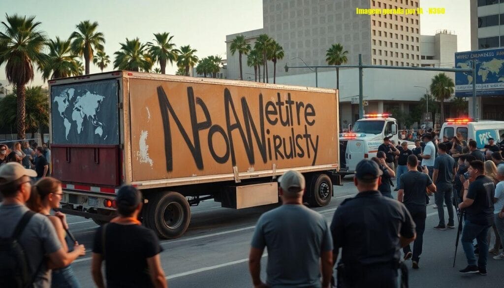 Caminhão avança sobre manifestantes pró-Irã em Los Angeles