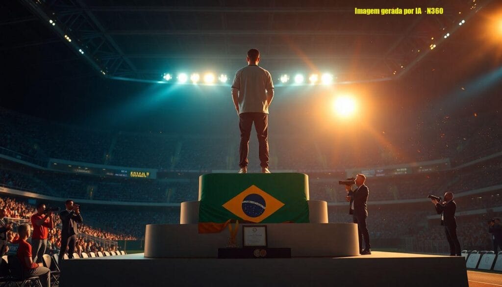 Imagem do pódio com brasileiro é apontada como 'melhor'