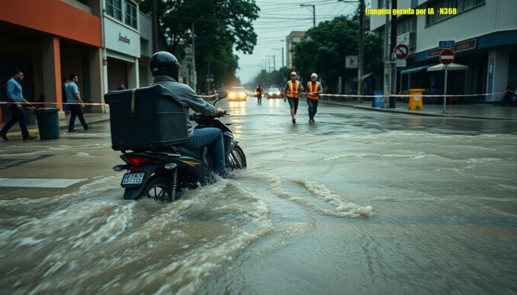 Motoboy arrastado em enchente; chuvas deixam 48 mortos
