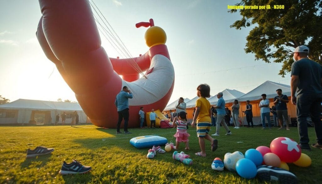 Ventania arrasta castelo inflável e fere duas crianças no Laos