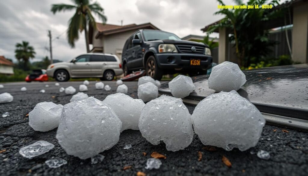 Granizo atinge Luiz Alves (SC); pedras de grande porte