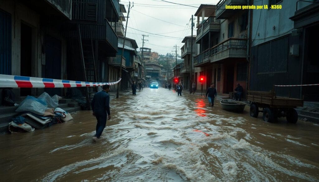 Chuva causa alagamentos no Vidigal e na Rocinha