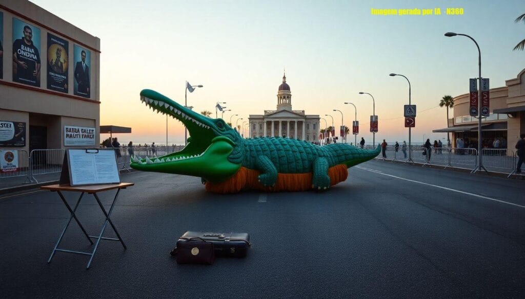 Crocodilo desfila primeiro após decisão judicial