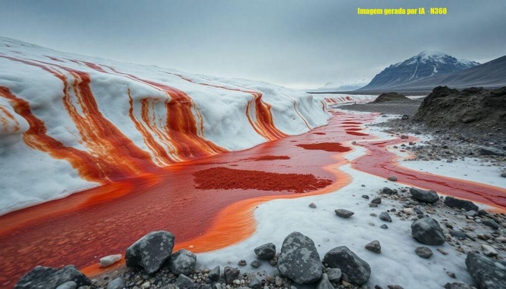 Cascatas de sangue na Antártida: salmoura e ferro na Taylor