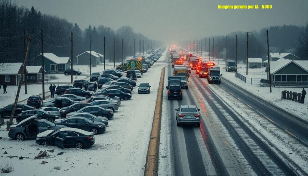 Nevasca histórica causa mil colisões na Carolina do Norte