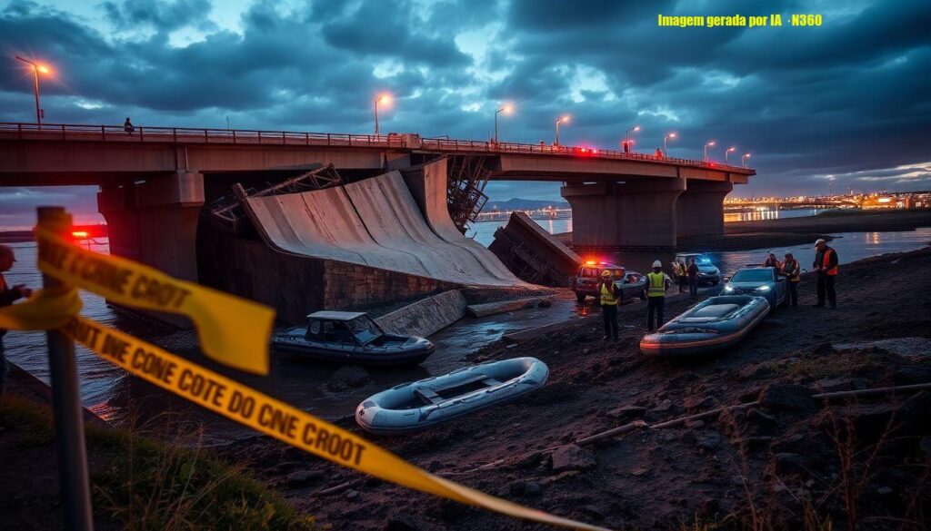 Novas imagens mostram queda de ponte entre TO e MA