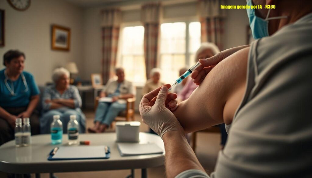 Idosa de 90 anos recebe vacina no Dia D contra gripe