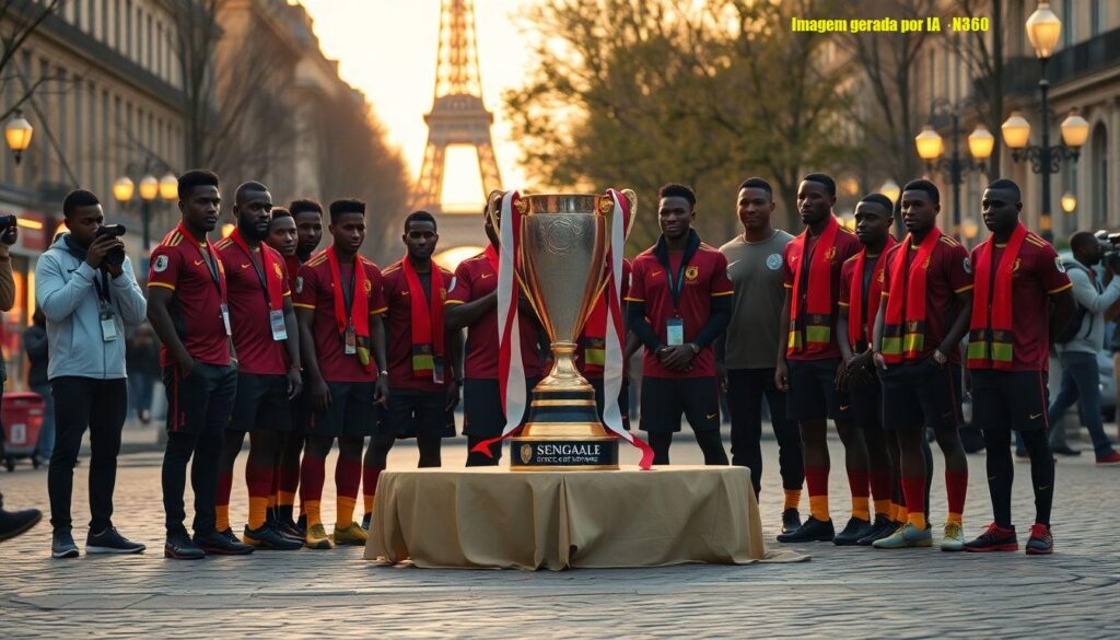 Senegal exibe troféu retirado pela CAF