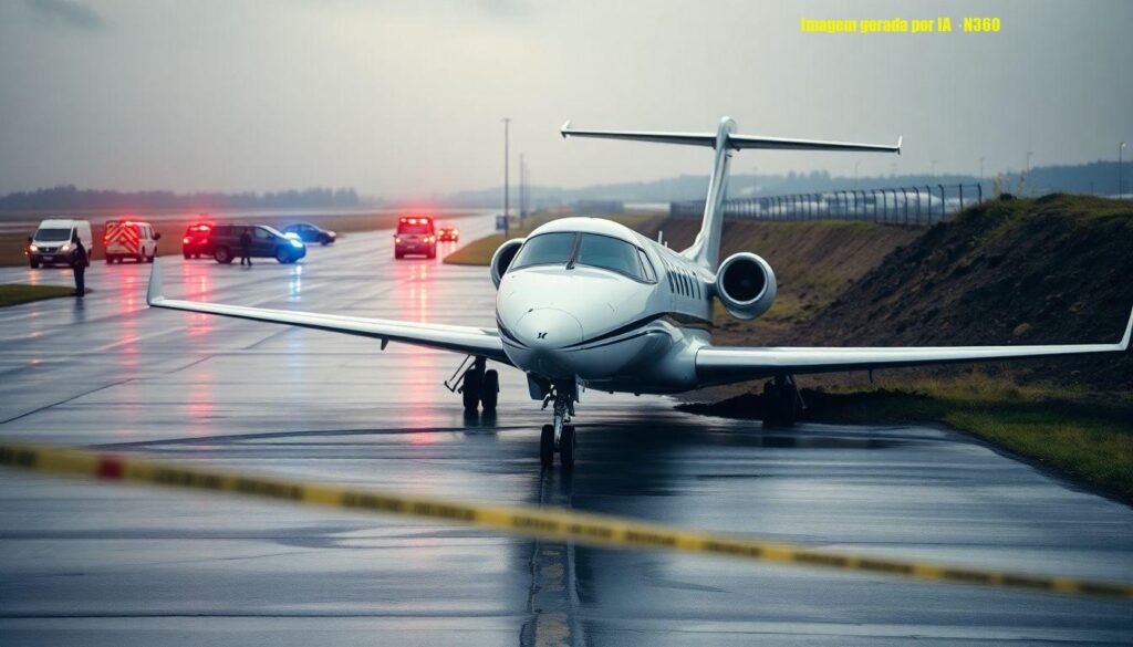 Jato sai da pista e atinge barranco em Jundiaí