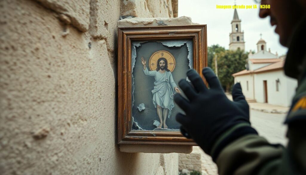 Soldado israelense vandaliza imagem de Jesus