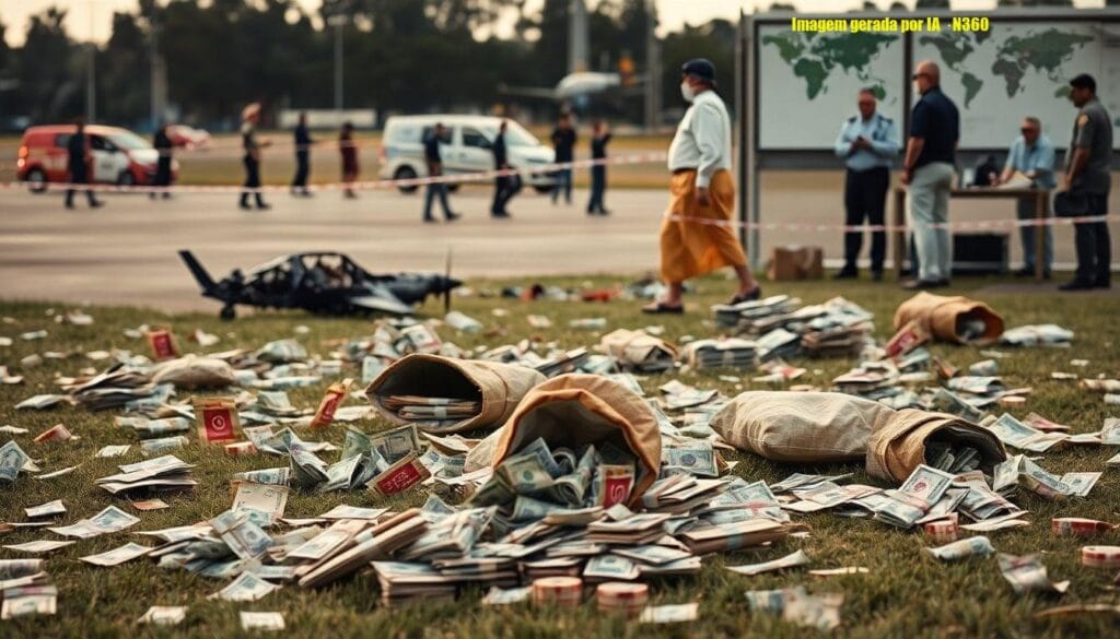 Aeronave cai no Paraguai e malotes com dinheiro são saqueados