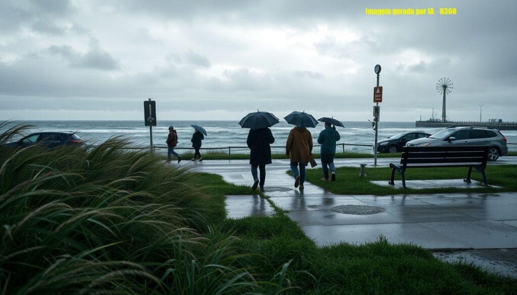 Frente fria de ciclone no Atlântico atinge o Rio Grande do Sul