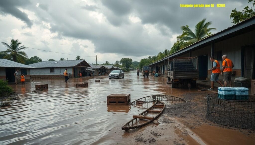 Rio Coreaú transborda e alaga casas; emergência