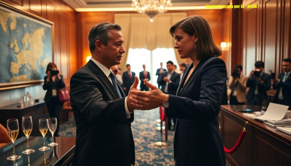 Trump toca Melania durante encontro com Charles 3º