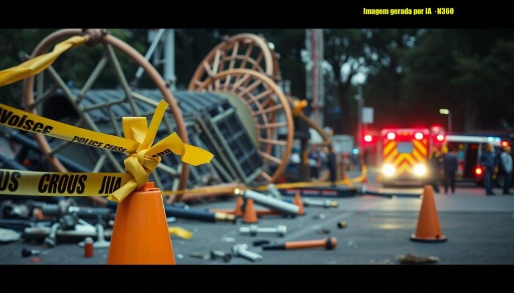 Falha em brinquedo deixa 1 morto e 3 feridos