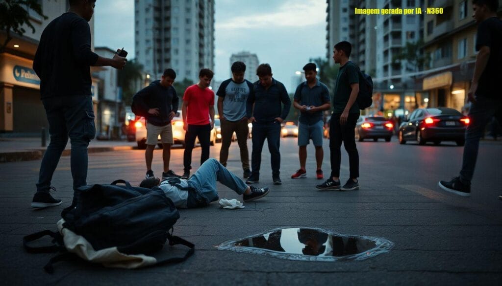 Estudantes agridem homem em situação de rua com taser