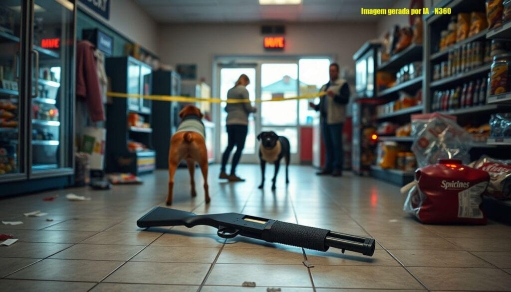 Cachorro dispara espingarda e fere mulher em loja