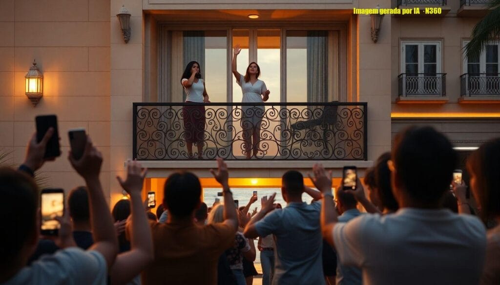 Shakira acena de varanda no Copacabana Palace