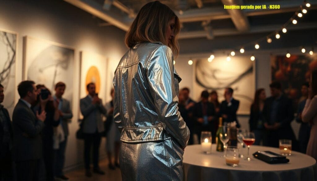 Nathalia Dill brilha com look prateado em lançamento