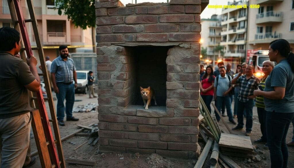 Cachorra Pandora é resgatada de parede em Guarapuava