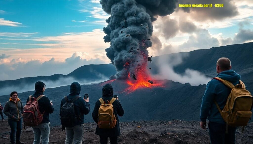 Turistas quase atingidos por bola de fogo no Volcán de Fuego