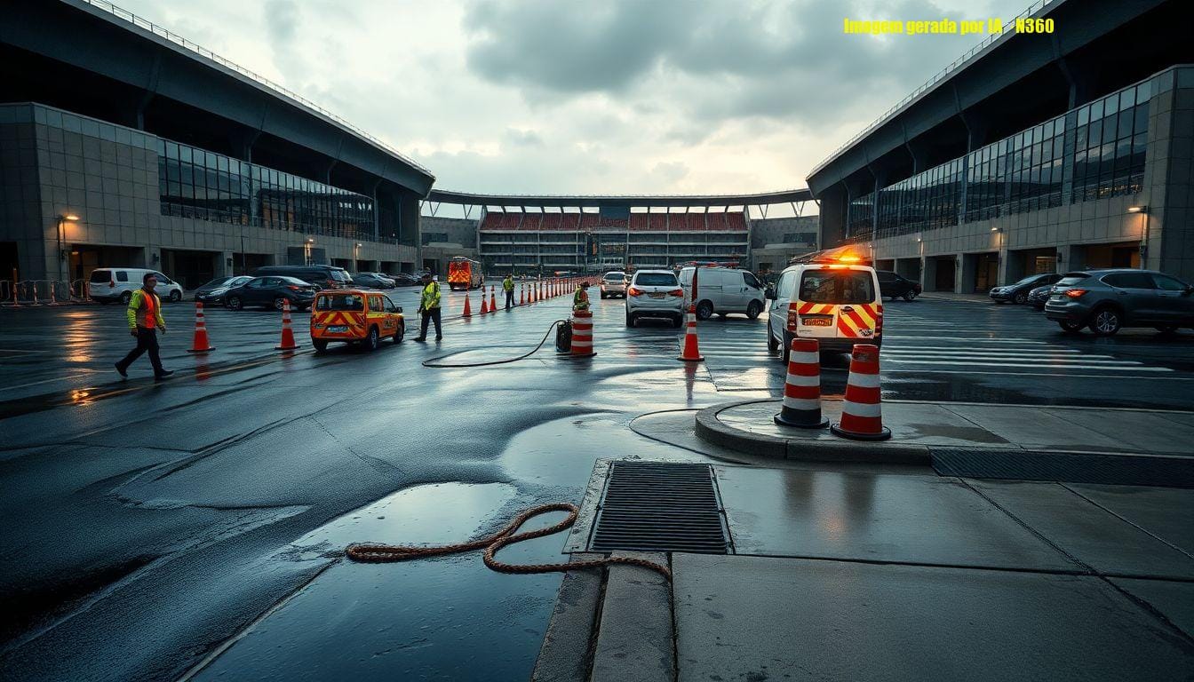 Brasil x Marrocos: chuva atinge entorno do estádio