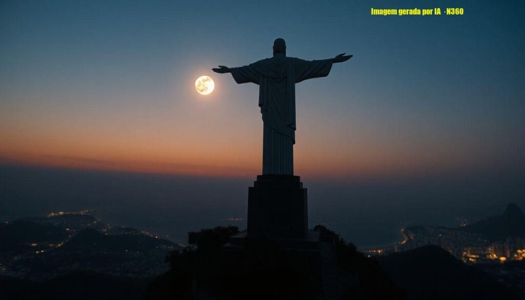 Lua alinhada ao Cristo: fotógrafo explica registro