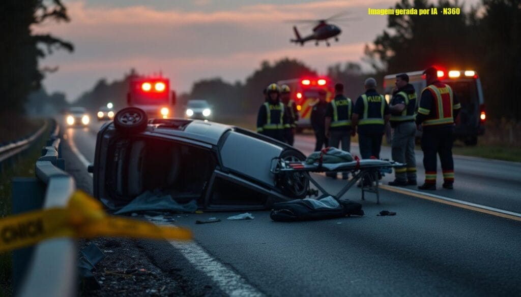Homem capota carro na MGC-146 e é levado de helicóptero