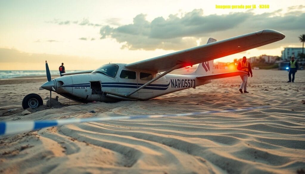 Avião cai em praia de Navegantes (SC)
