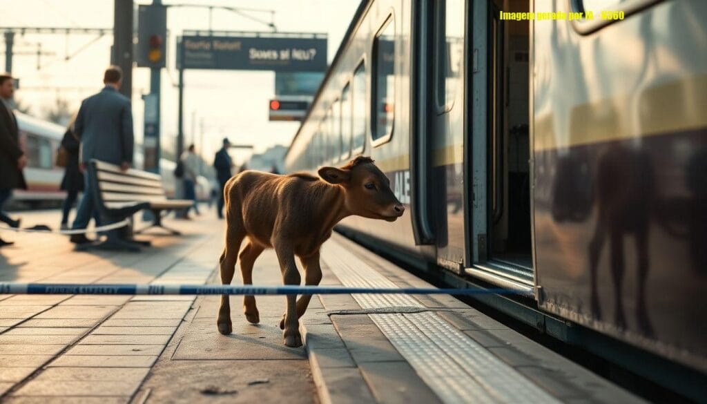 Bezerro invade estação de Japeri e assusta passageiros