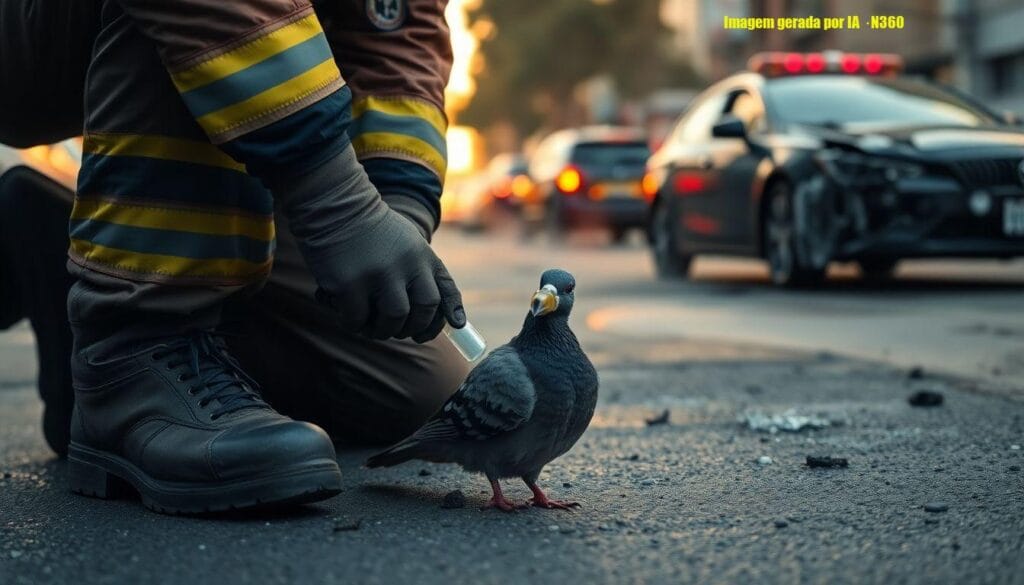 Bombeiros dão oxigênio a pombo em Oakland