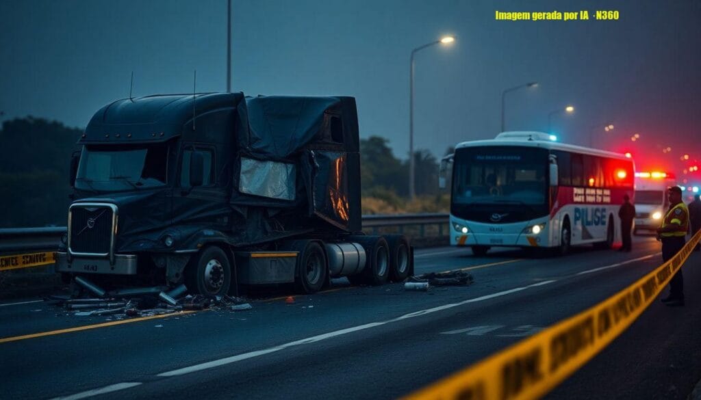 PRF detalha fuga de caminhoneiro que atingiu ônibus e seis veículos