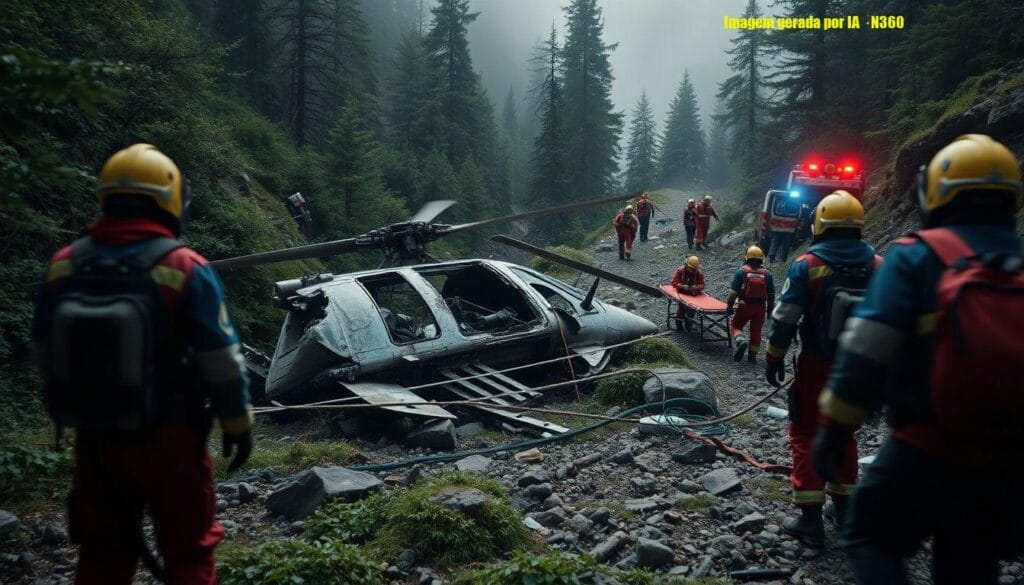 Helicóptero cai na Vista Chinesa e deixa quatro mortos