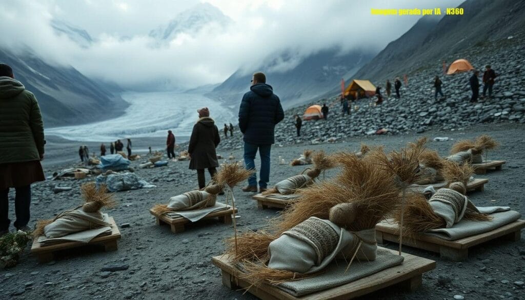 Famílias fazem funerais com bonecos de palha no Nepal