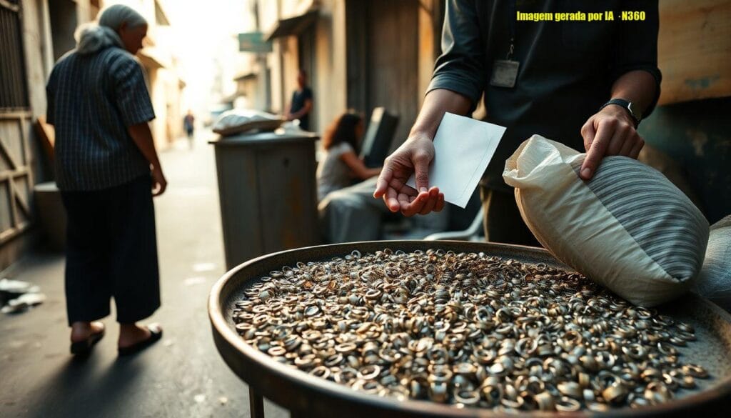 Catadora devolve joias e recebe R$ 1.960 e um saco de arroz