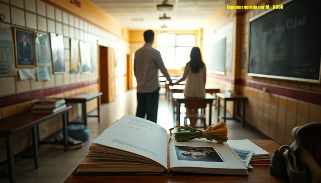 Casal retorna à escola onde se conheceram para ensaio
